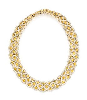 * A Yellow Gold, Yellow Sapphire and Diamond Necklace, 84.70 dwts.