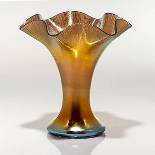 Steuben Gold Aurene Ruffle Vase 