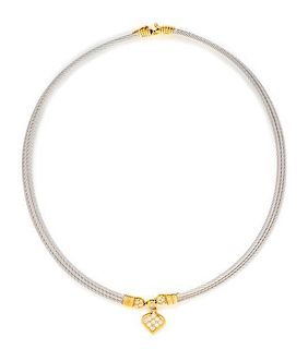 An 18 Karat Yellow Gold, Steel and Diamond Necklace, Fred Paris, 17.20 dwts.