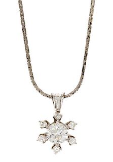 A White Gold and Diamond Pendant, 4.40 dwts.