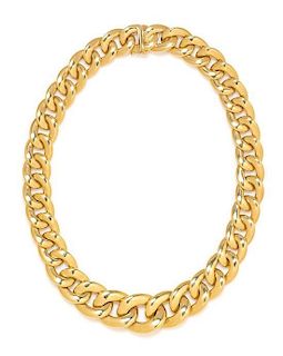 A 14 Karat Yellow Gold Graduated Flat Curb Link Chain Necklace, 60.50 dwts.