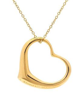 An 18 Karat Yellow Gold Open Heart Pendant, Elsa Peretti for Tiffany & Co., 8.20 dwts.