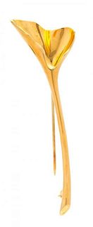 An 18 Karat Yellow Gold Ginko Leaf Brooch, Tiffany & Co. 5.20 dwts.