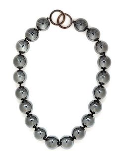 A Sterling Silver and Hematite Bead Necklace, Paloma Picasso for Tiffany & Co., Circa 1983,
