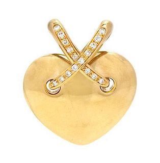 An 18 Karat Yellow Gold and Diamond Heart Pendant, Chaumet, 8.20 dwts.