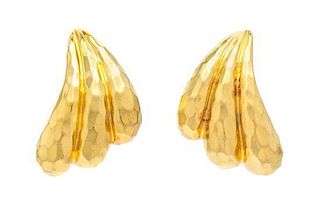 A Pair of 18 Karat Yellow Gold Earclips, Henry Dunay, 13.80 dwts.