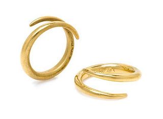 * A Pair of 18 Karat Yellow Gold Rings, Heston, 12.70 dwts.