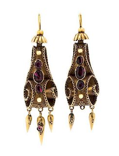 A Pair of Victorian Paste Scrollwork Earrings, 4.80 dwts.