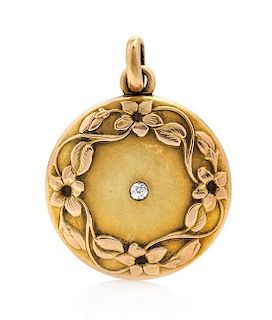 * An Art Nouveau 14 Karat Rose Gold and Diamond Locket, 5.40 dwts