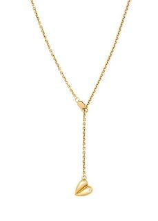 * An 18 Karat Yellow Gold and Diamond Heart Motif Lariat Necklace, Kieselstein-Cord, Circa 1996, 5.80 dwts.