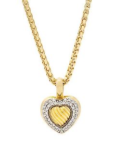 An 18 Karat Yellow Gold and Diamond Heart Pendant, David Yurman, 13.90 dwts.