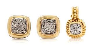 A Collection of 18 Karat Yellow Gold, Sterling Silver and Diamond Albion Jewelry, David Yurman, 16.40 dwts.