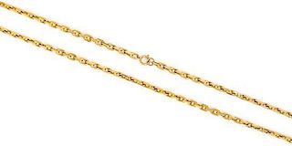 A Yellow Gold Faceted Anchor Link Longchain Necklace, 36.70 dwts.