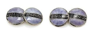 A Pair of Vintage Sterling Silver and Polychrome Enamel Cufflinks, 4.30 dwts.