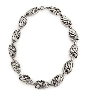 A Sterling Silver Floral Motif Necklace, Black Starr & Gorham, 35.40 dwts.
