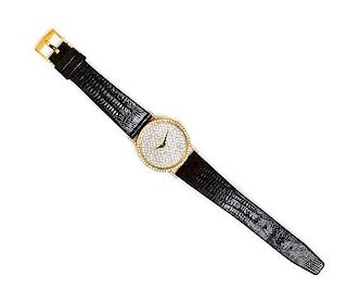 An 18 Karat Yellow Gold and Diamond Wristwatch, Bueche Girod,