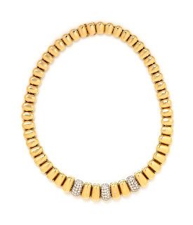 A Bicolor Gold and Diamond Necklace, 65.30 dwts.