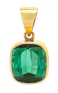 A Yellow Gold and Tourmaline Pendant, 3.90 dwts.