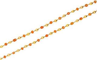 A Yellow Gold and Coral Bead Necklace, 17.00 dwts.