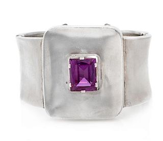 A Modernist Sterling Silver and Synthetic Gemstone Cuff Bracelet, Antonio Reina, 54.80 dwts.
