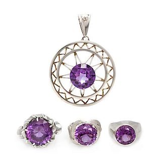 A Collection of Sterling Silver and Synthetic Gemstone Jewelry, 32.00 dwts.