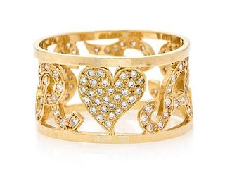 * A Yellow Gold and Diamond Ring, 4.20 dwts.