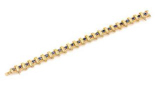 * A Yellow Gold and Sapphire Bracelet, 22.50 dwts.