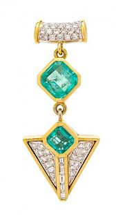 * An 18 Karat Yellow Gold, Emerald and Diamond Enhancer, Hauer, 9.40 dwts.