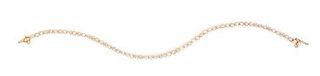 A Yellow Gold and Diamond Line Bracelet, 5.50 dwts.