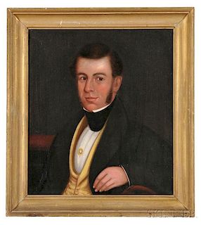 American School, 19th Century      Portrait of Thomas Leavitt, of East Hingham and Wolfeboro, New Hampshire.