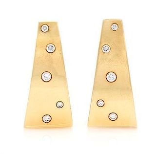 A 14 Karat Yellow Gold and Diamond Earrings, Gauthier, 8.40 dwts.