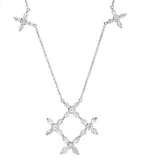 A 14 Karat White Gold and Diamond Necklace, 6.70 dwts.