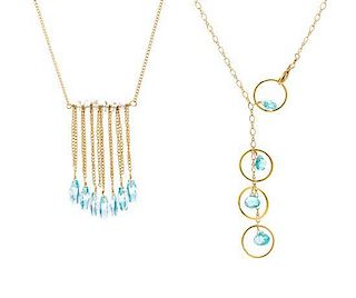 A Collection of Yellow Gold and Multigem Necklaces, 8.40 dwts.