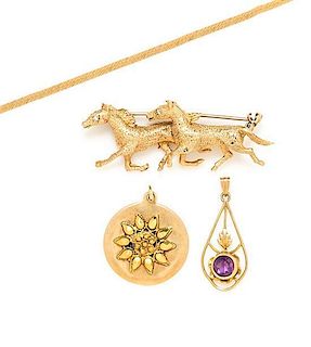 A Collection of Yellow Gold Jewelry, 10.90 dwts.