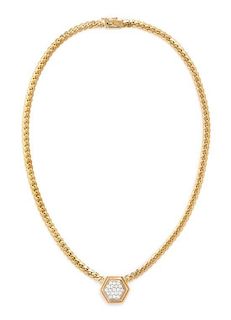 A 14 Karat Yellow Gold and Diamond Necklace, 13.70 dwts.