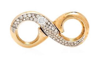 A Yellow Gold, Cubic Zirconia and Diamond Enhancer/Clasp, 14.50 dwts.