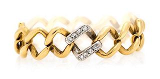 A Yellow Gold and Diamond Chain Link Ring, 2.50 dwts.