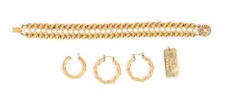 A Collection of Yellow Gold Jewelry and Findings, 20.00 dwts.