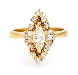 An 18 Karat Yellow Gold and Diamond Ring, 2.60 dwts.