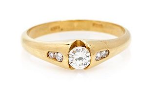 An 18 Karat Yellow Gold and Diamond Ring, 2.30 dwts.