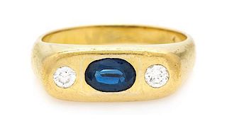 An 18 Karat Yellow Gold, Sapphire and Diamond Ring, 5.00 dwts.