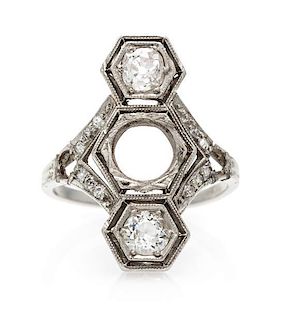 An Antique Platinum and Diamond Ring Setting, 3.40 dwts.