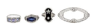 A Collection of Vintage 14 Karat White Gold and Gemstone Jewelry, 8.40 dwts.
