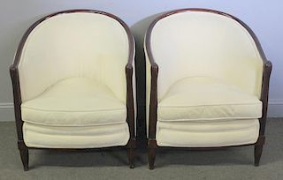 Pair of Art Deco Style Upholstered Club Chairs.