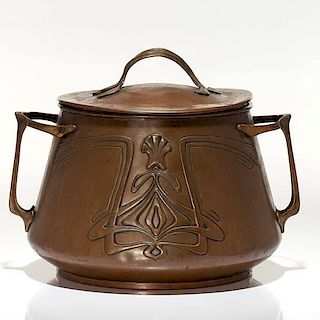Art Nouveau Copper and Brass Plated Pot 