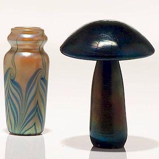 Lundberg Studios Art Glass Mushroom And Small Vase 
