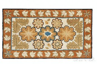 Floral Wool Shirred and Hooked Rug