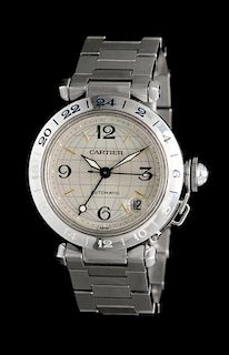 A Stainless Steel Ref. 2377 Pasha GMT Wristwatch, Cartier,