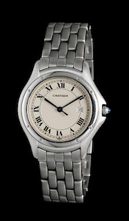 * A Stainless Steel Cougar Wristwatch, Cartier,