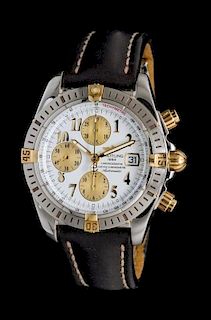 A 18 Karat Yellow Gold and Stainless Steel Ref. B13356 Chronomat Evolution Chronograph Wristwatch, Breitling,
